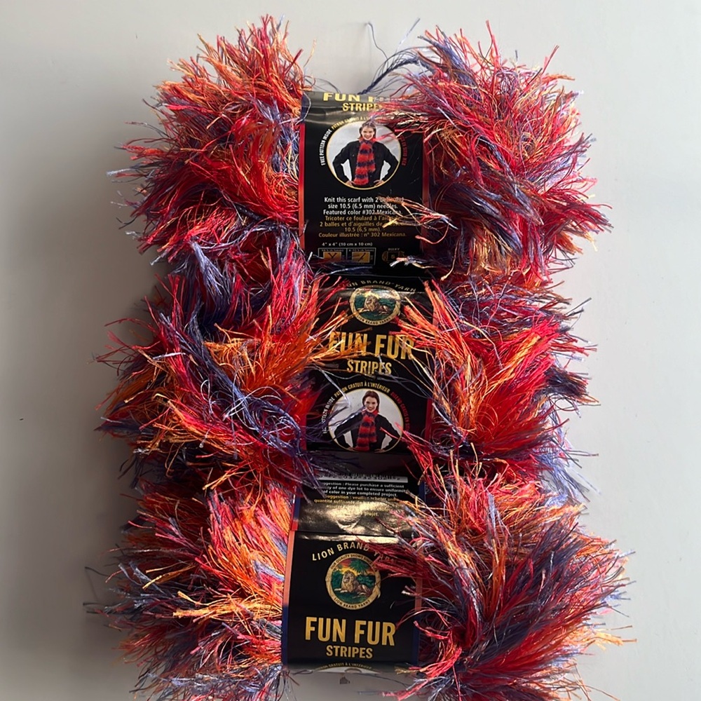 Lion Brand Yarn. Lot of 3 skeins of fun fur. New.
